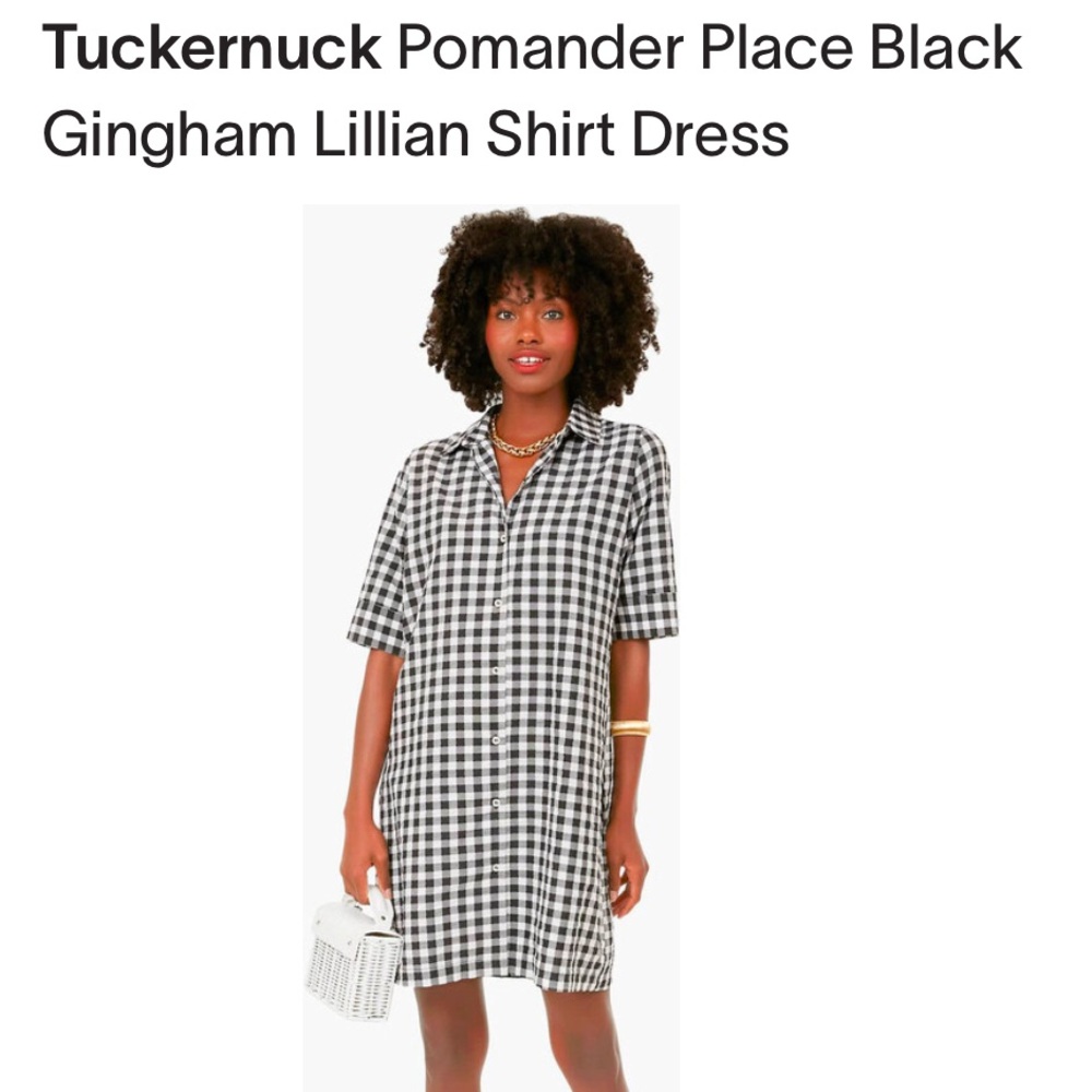 Tuckernuck Pomander Place, Black Gingham Lillian Shirt Dress. Size Medium